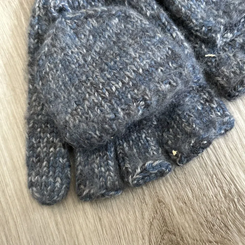 Women's Fingerless Gloves Mittens Blue Wool Blend Andes Gifts Handmade NEW